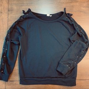 GAP | Black Lace Up Sleeve Sweater